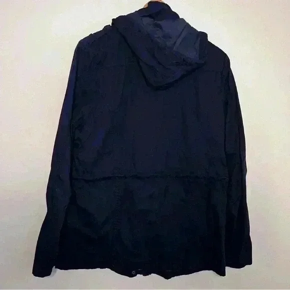 Johnny Los Angeles Navy Cotton Jacket, Zipper Detachable Hood, Drawstring Sz L - Picture 3 of 5